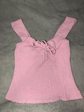 See You Monday Pink Textured Tie-Front Camisole